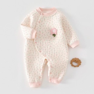 意大利风TTIT婴儿衣服秋冬夹棉连体衣秋季女宝加厚保暖衣宝宝秋装