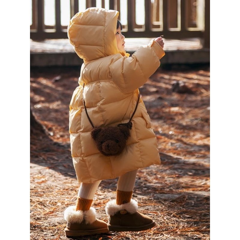 英国LMKL儿童羽绒服冬季连帽加厚女童长款90白鸭绒轻薄新款潮时尚