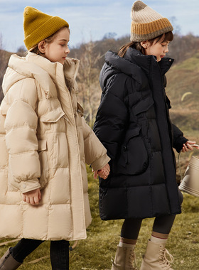 英国netx sara儿童羽绒服女童中长款2024新款男大童冬季加厚外套