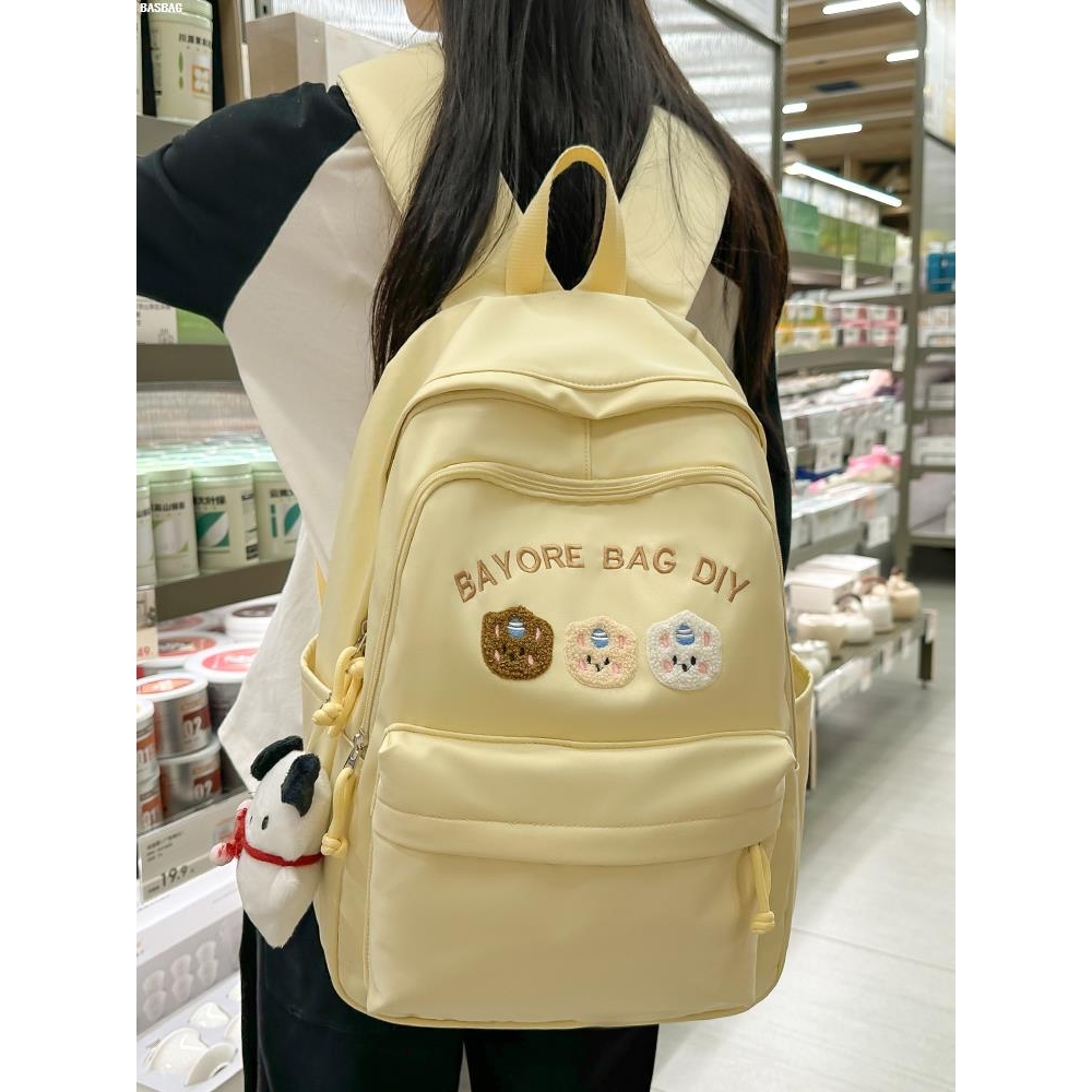 日系ins风书包女校园大学生简约小清新背包卡通刺绣大学生双肩包