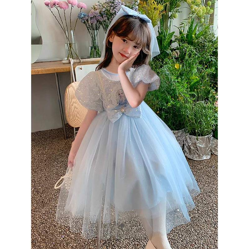 英国DGKP女童爱莎公主裙子秋季新款冰雪儿童春秋女孩艾莎连衣裙