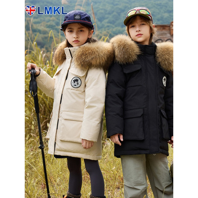 英国LMKL儿童羽绒服男童装中长款中大童冬加厚工装冲锋衣女童外套