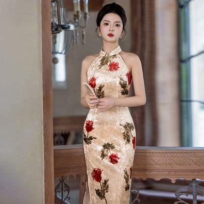 尘记【百悦玫】旗袍高端大气上档次年轻款2025小个子改良连衣裙夏