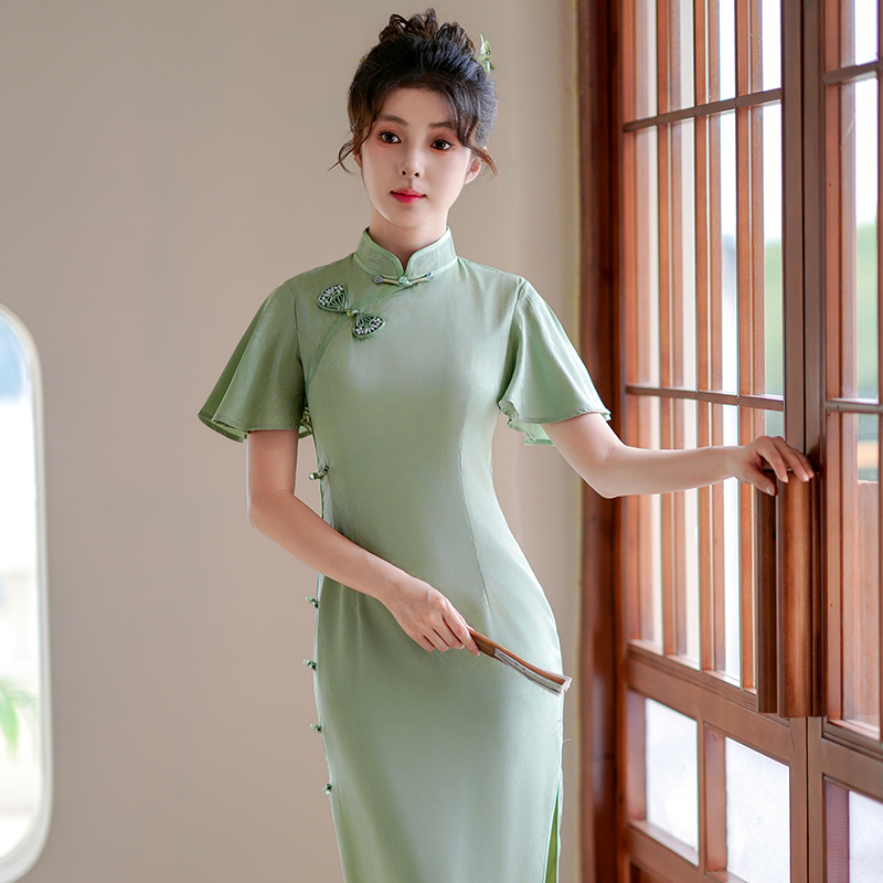 尘记清新素雅日常中长款旗袍裙