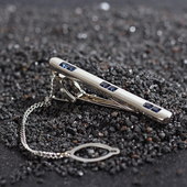 配饰水晶领带夹礼盒装 商务正装 谢尔比链条领带夹男士 Natyhunt英式