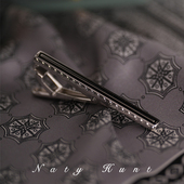 领夹礼盒装 Natyhunt男士 简约黑方格领带夹商务轻奢领带固定夹西装