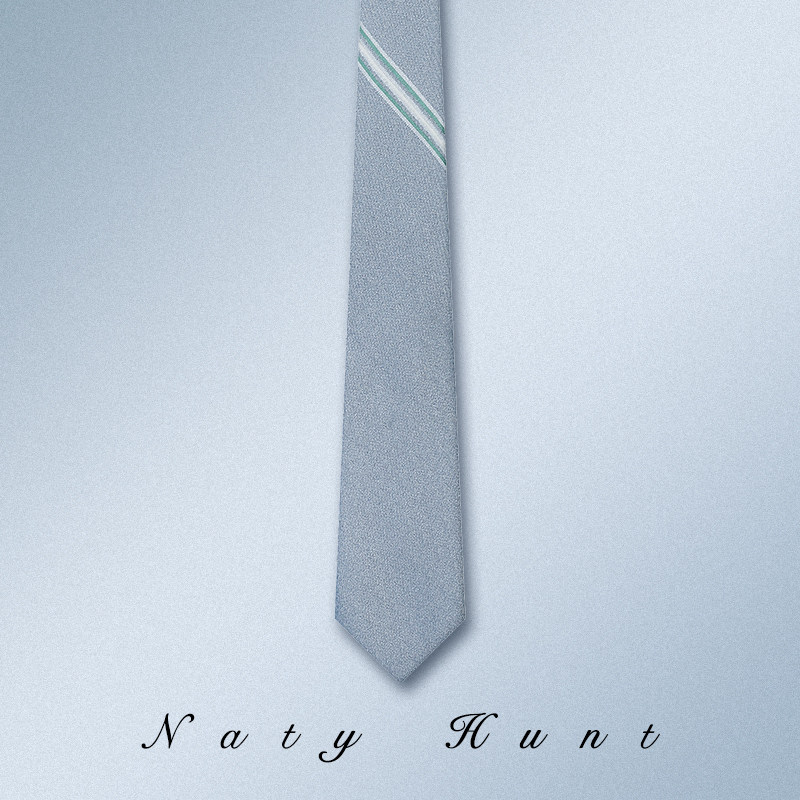 Natyhunt男士正装商务银白色条纹手打领带6CM轻奢高端细领带礼盒