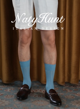Natyhunt轻薄绅士袜中筒袜男商务正装牛津皮鞋专用高端丝光棉袜子