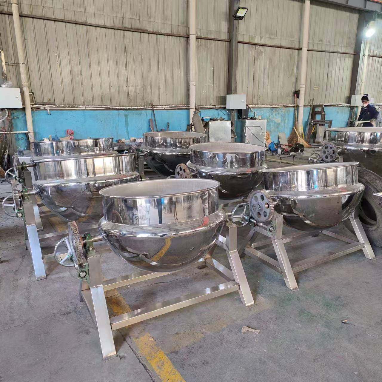 电加热蒸汽夹层锅麦芽糖熬制搅拌夹层锅可倾熬油锅自动翻筐卤煮锅