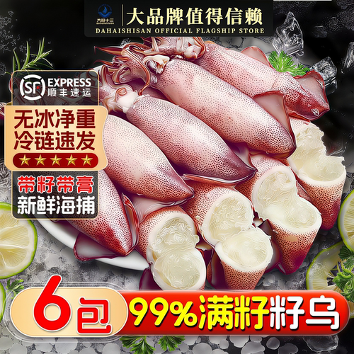 海兔子满籽鲜活笔管鱼海鲜新鲜全籽籽乌冷冻墨鱼仔乌贼小鱿鱼水产