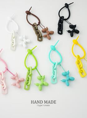 ins可爱绿色气泡小狗钥匙扣简约包包汽车挂件网红配饰情侣礼物DIY