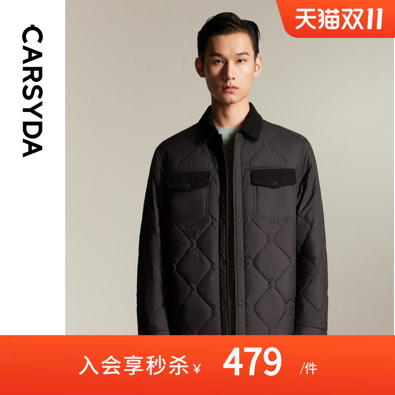CARSYDA珈仕达男装外套春季新品简约工装衬衫式棉服