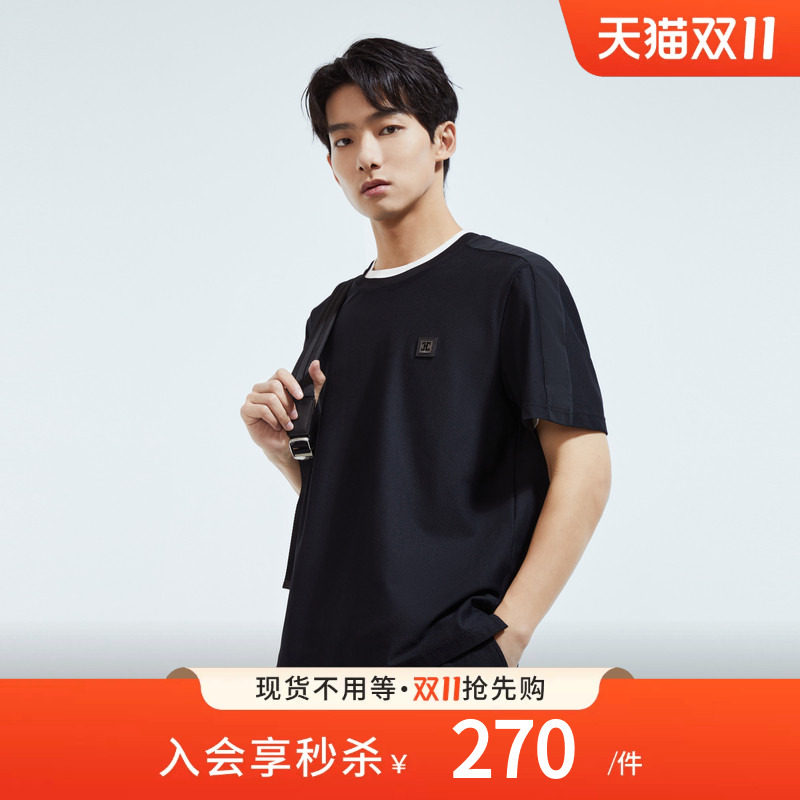 CARSYDA品牌男装春季新品透气蜂窝网眼珠地休闲套装上衣短袖T恤