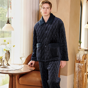 可外穿 阳离子沉稳大气舒适家居服套装 曼诺曼蒂克睡衣男士 秋冬新款