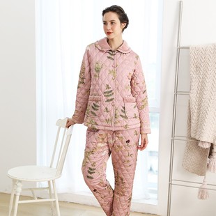 加绒加厚休闲中长款 冬季 两件套 睡衣女士新款 曼诺曼蒂克家居服套装