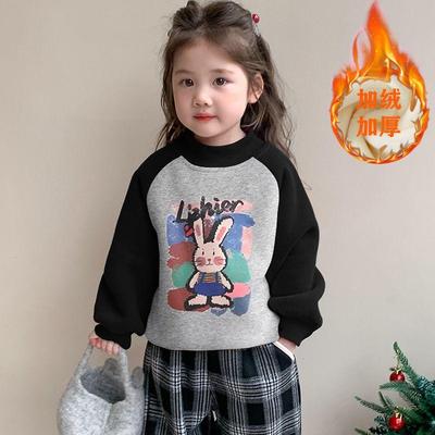 女童洋气宽松加绒卫衣