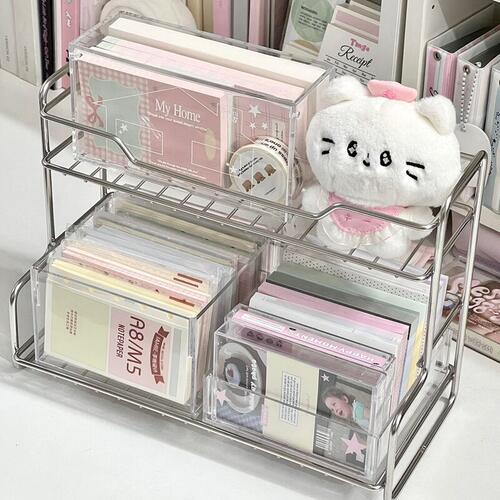 学生宿舍桌面书架置物架多功能化妆品收纳架追星小卡储物整理架子