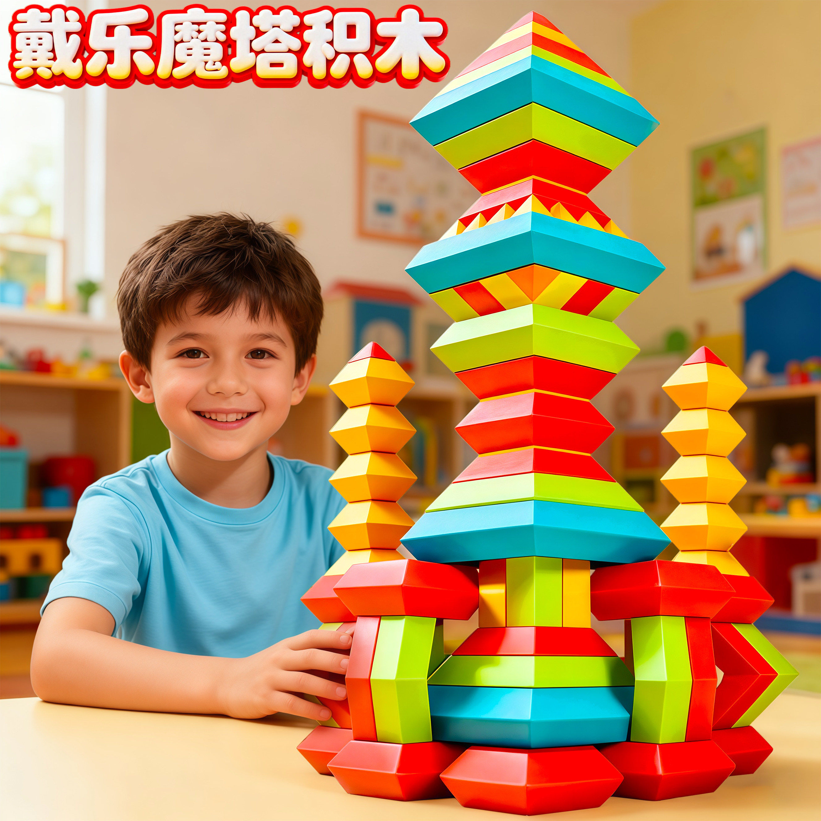 戴乐魔塔正版八面玲珑塔积木儿童益智玩具男孩3到6岁以上蒙氏早教,玩具/童车/益智/积木/模型,拼图/拼板,淘宝优惠券,粉丝福利购,淘宝优惠卷