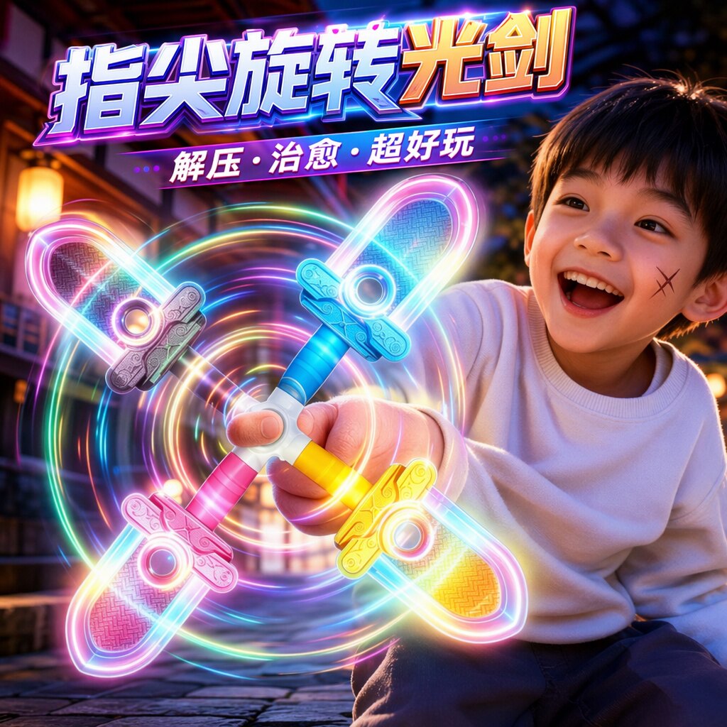 旋转小光剑解压玩具可合并声光录音生日礼物可爱的小东西发光玩具图片