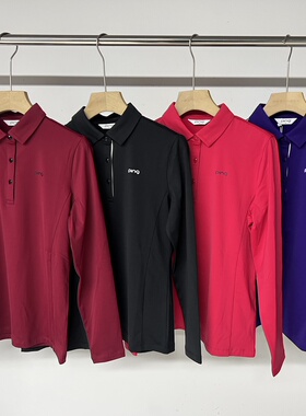 41B02 出口韩国余高尔夫女士秋冬加绒保暖翻领长袖上衣PIN