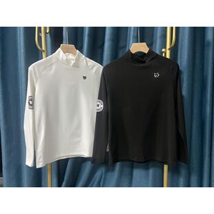 29E08 出口韩国高尔夫服装男士秋冬保暖打底立领弹力黑白磨毛长袖