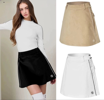 20343 出口韩国高尔夫25秋冬灯芯绒A字型显瘦百搭运动户外短裙女