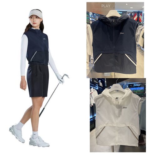 A001 高尔夫服装女士春夏连帽拉链马甲休闲百搭golf薄款防风 新品