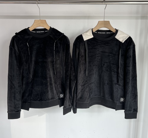42E11 出口余韩单高尔夫女士服装春秋灯芯绒连帽套头卫衣外套