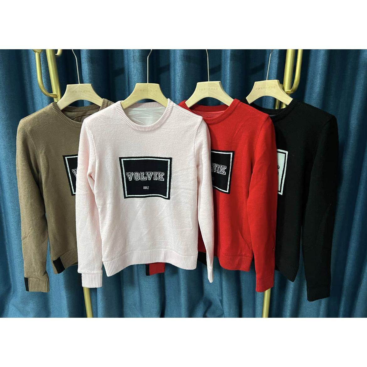 29L003出口韩国高尔夫女士服装针织衫带防风弹力套头圆领针织上衣