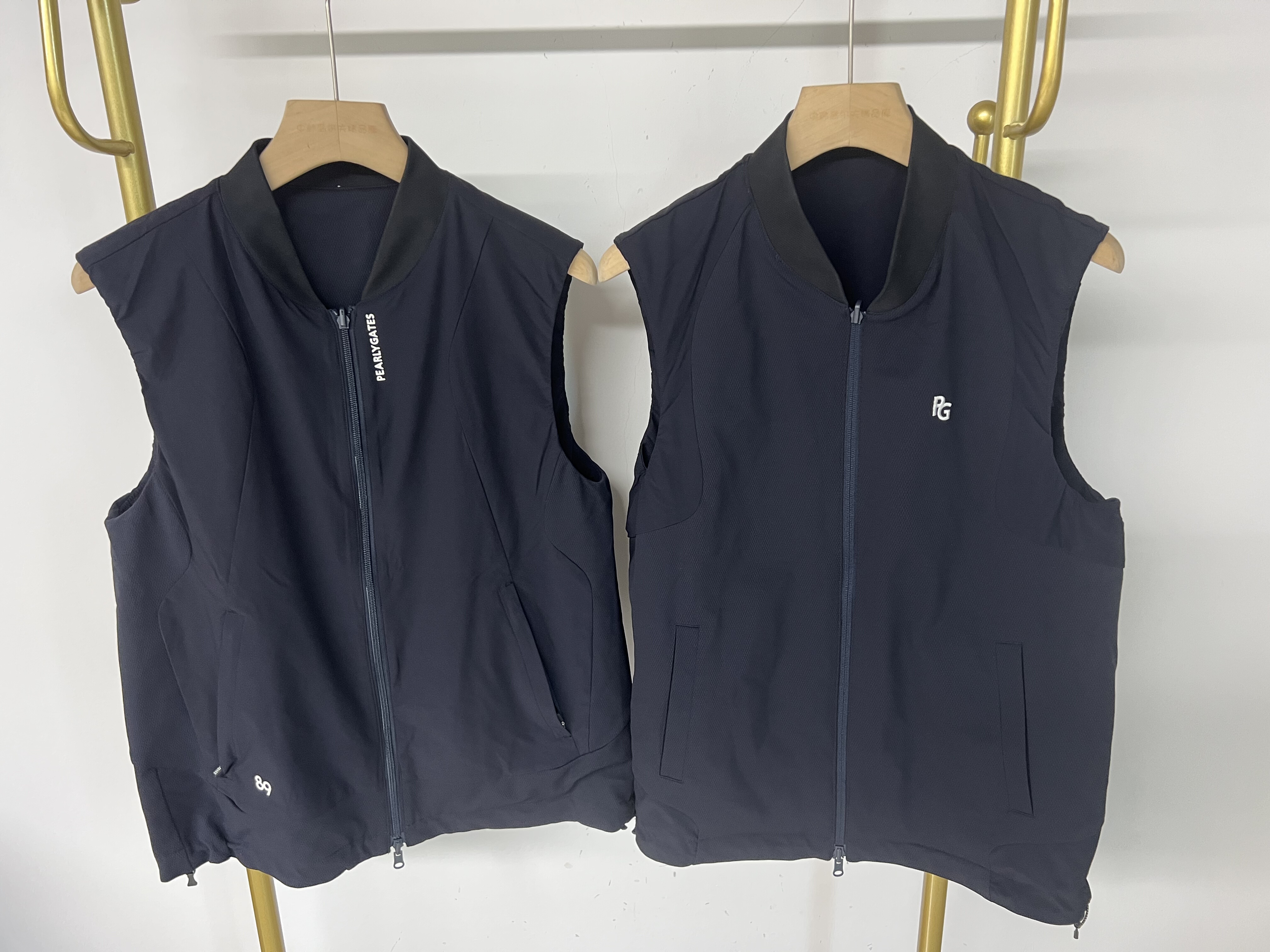 6K082 出口余潮牌高尔夫服装男士秋季新款运动防风两面穿马甲藏青
