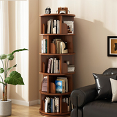 实木旋转书架客厅转角置物架落地儿童绘本架家用收纳架360度书柜