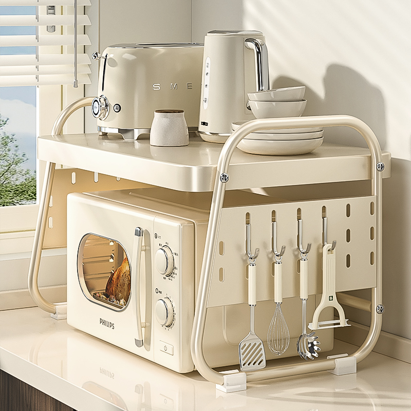 洞洞板厨房置物架微波炉烤箱架子家用台面电饭锅收纳层架多功能支