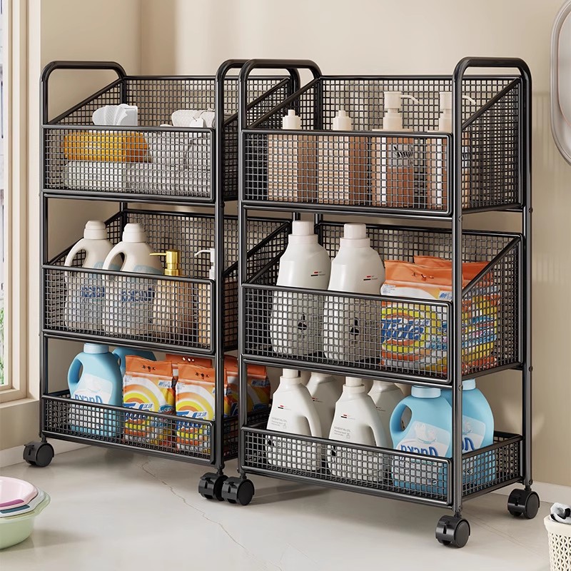 洗衣机置物架卫生间多层洗衣液护肤品收纳架淋浴房带轮移动小推车