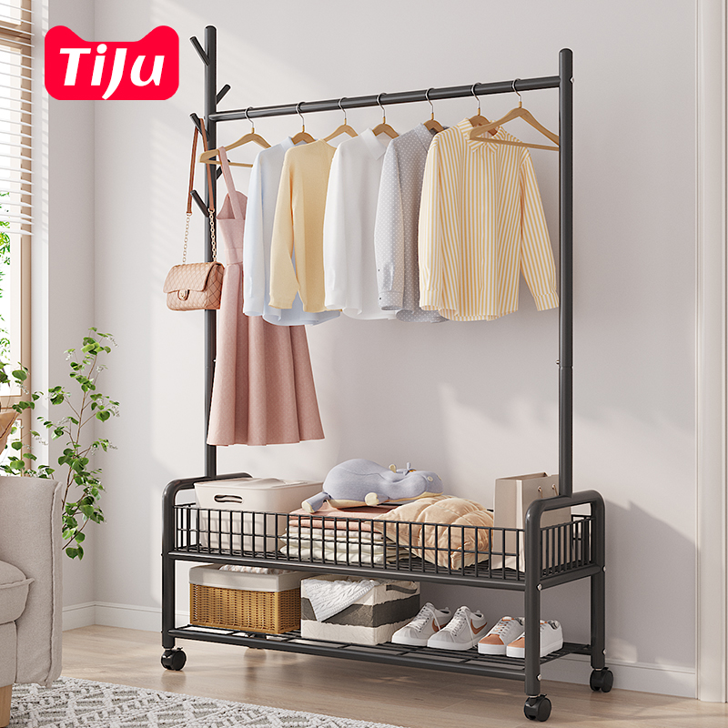 简易衣柜落地晾衣架室内衣柜出租房用晒衣阳台衣帽架家用卧室柜子