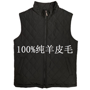 羊毛马甲男皮毛一体羊皮坎肩秋冬季中老年加厚保暖真皮羊绒棉背心