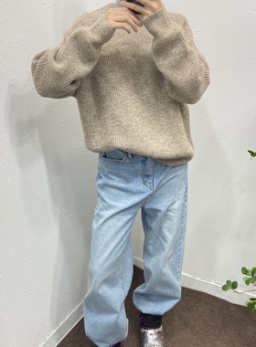 mmjz宽松休闲韩国小众极简时髦FP25冬圆领保暖慵懒风针织衫毛衣女