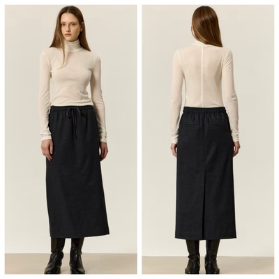 韩单26春松紧腰通勤直筒半身裙