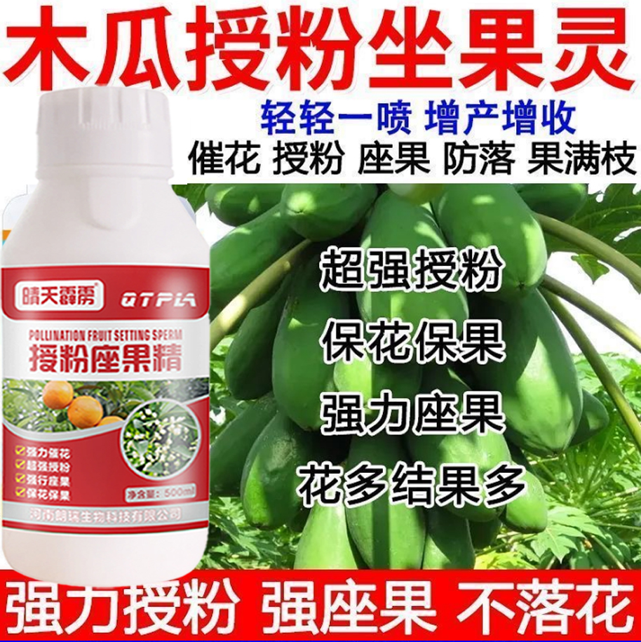 木瓜用增产代替人工授粉坐果药防落素水溶肥料果树蔬菜催花叶面肥