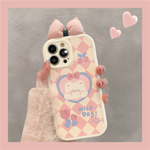 粉色小熊小羊皮荣耀手机壳可爱