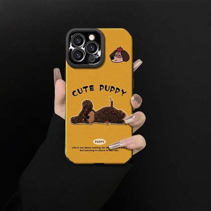 趴睡小狗适用小米17/15Promax/14手机壳13新女款Civi5Pro红米K90/80ultra秋冬K70全包贴皮note15/14Pro保护套