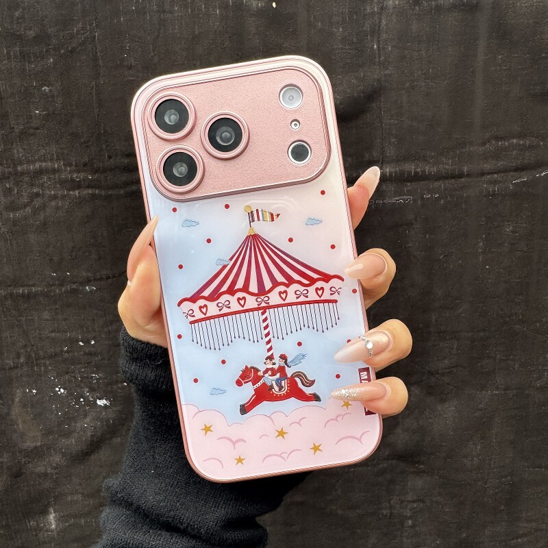 云端木马适用苹果17promax手机壳iPhone16Pro/15promax女新款14Pro玻璃13/12Pro防摔xs/xsmax全包8plus保护套