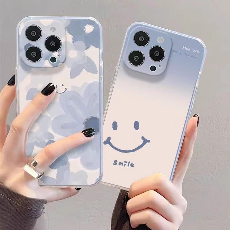华为硅胶全包防摔渐变笑脸手机壳