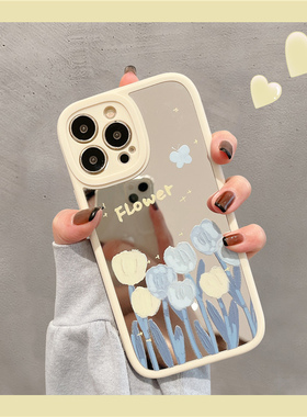 镜面郁金香适用opporeno15/14/13pro/12/11/10/9/8手机壳K12s/Findx9/8s/7女款a93真我12Xplus/realmeGTneo5