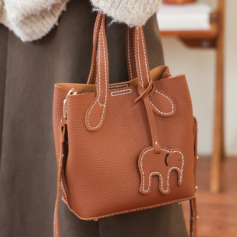 大容量简约大象diy手工缝制包包百搭水桶包女单肩斜挎手提包材料