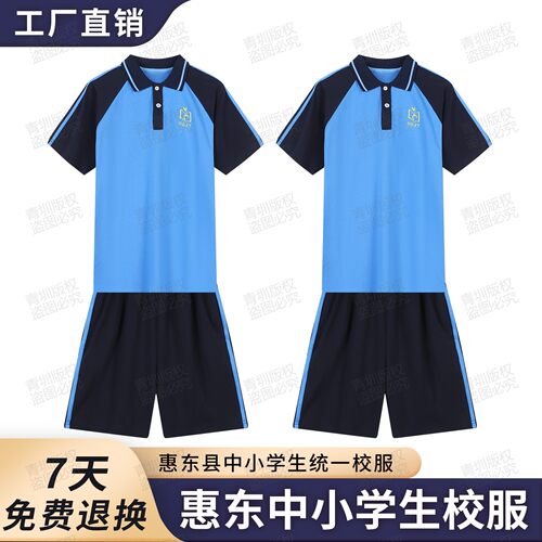 惠东县统一校服夏季短袖短裤套装