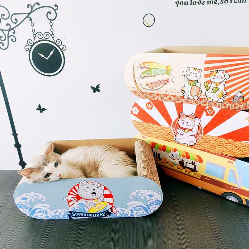 特价宠物猫咪玩具船形猫抓板磨爪自嗨大空间现货 瓦楞纸猫窝