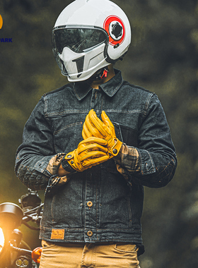 怪兽公园摩托车复古骑士手套男机车真皮防摔透气哈雷骑行手套女