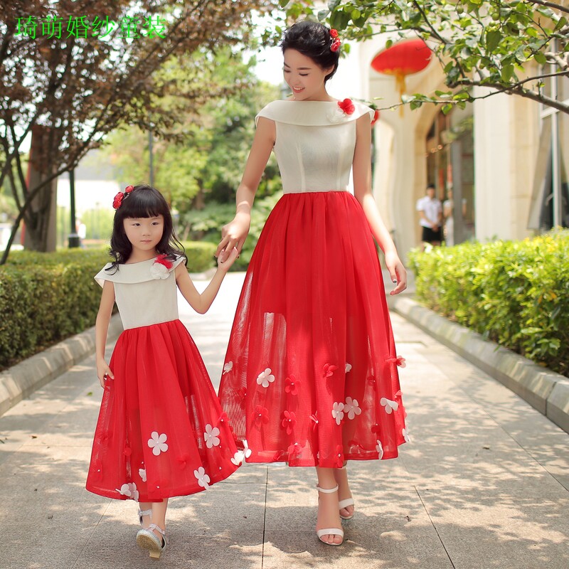 亲子装母女装高档女童连衣裙公主裙礼服生日钢琴演出服秋装套装春图片