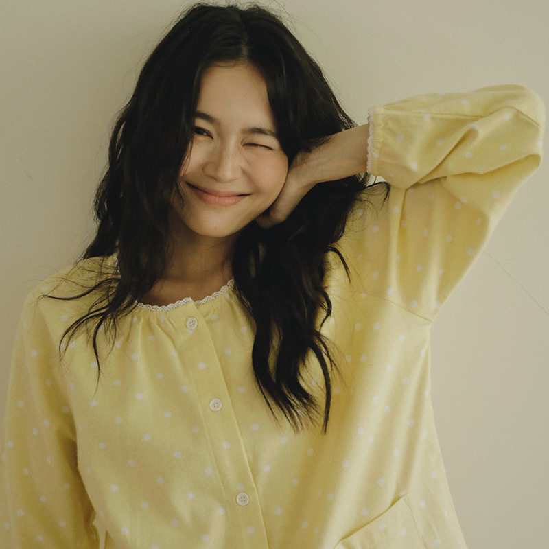 日系cherrykoko本意75-春秋季女款睡衣棉磨毛秋冬季宽松可爱全棉