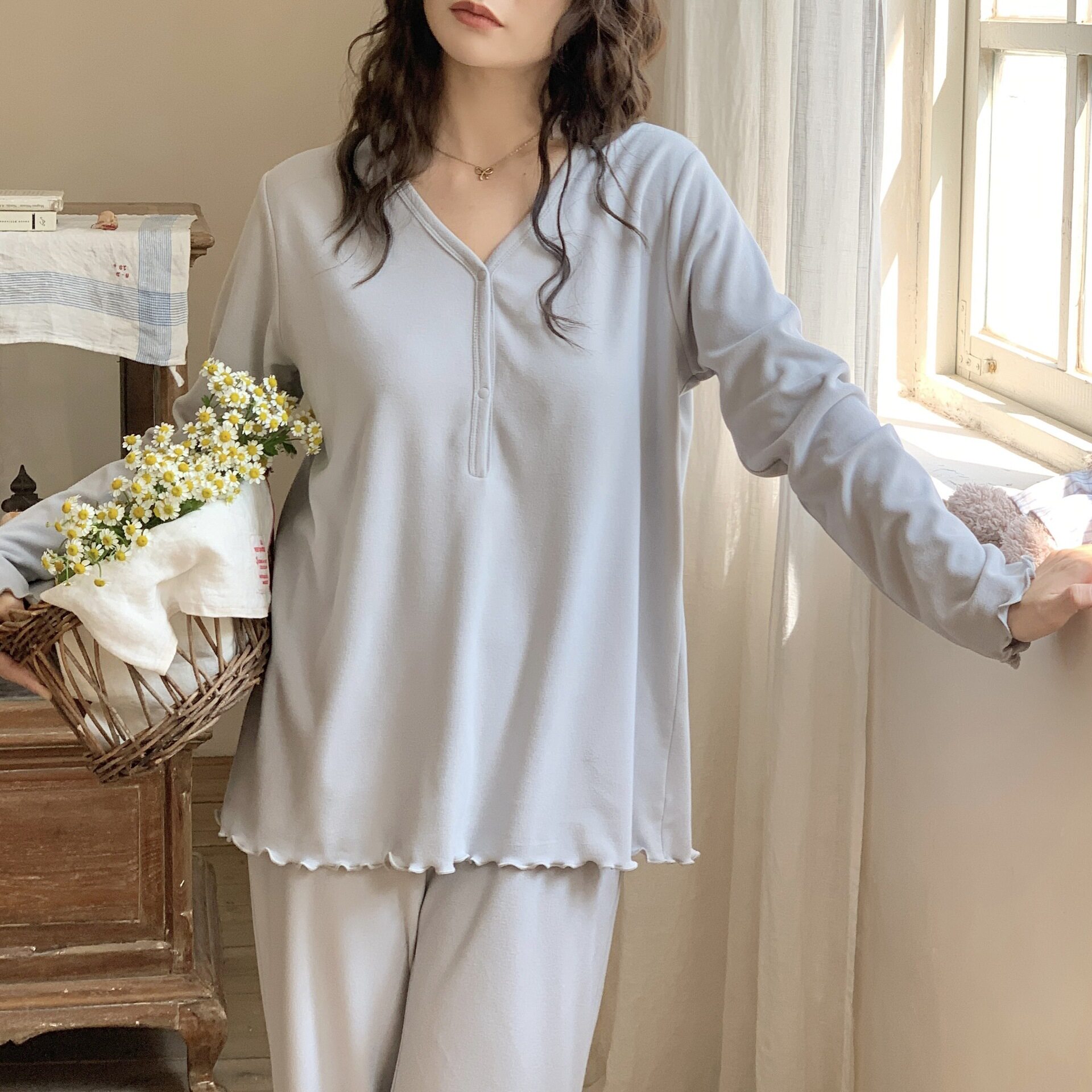 法国Cherry Kitty德绒月子服春秋季孕妇哺乳睡衣产后喂奶孕期